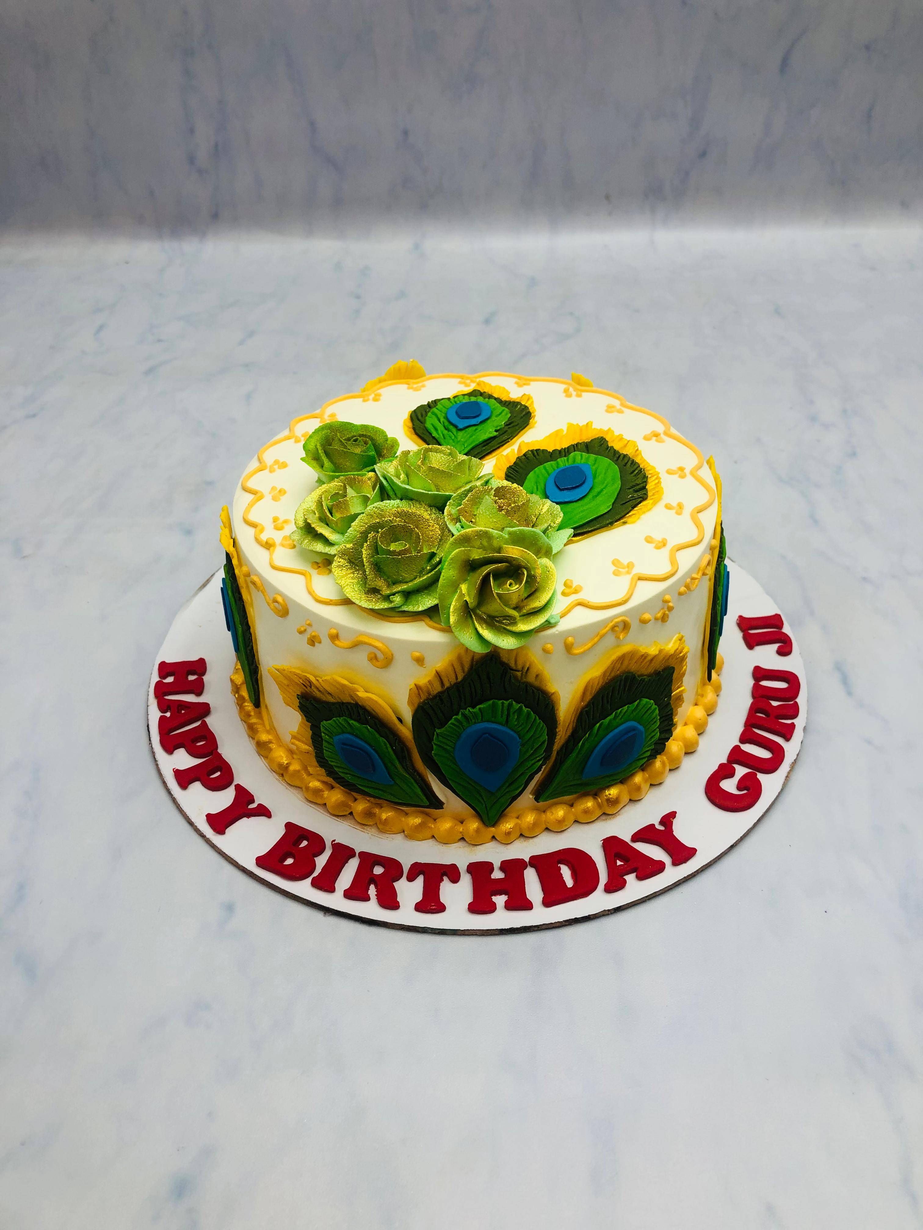Krishna Mor Pankh Theme Cake