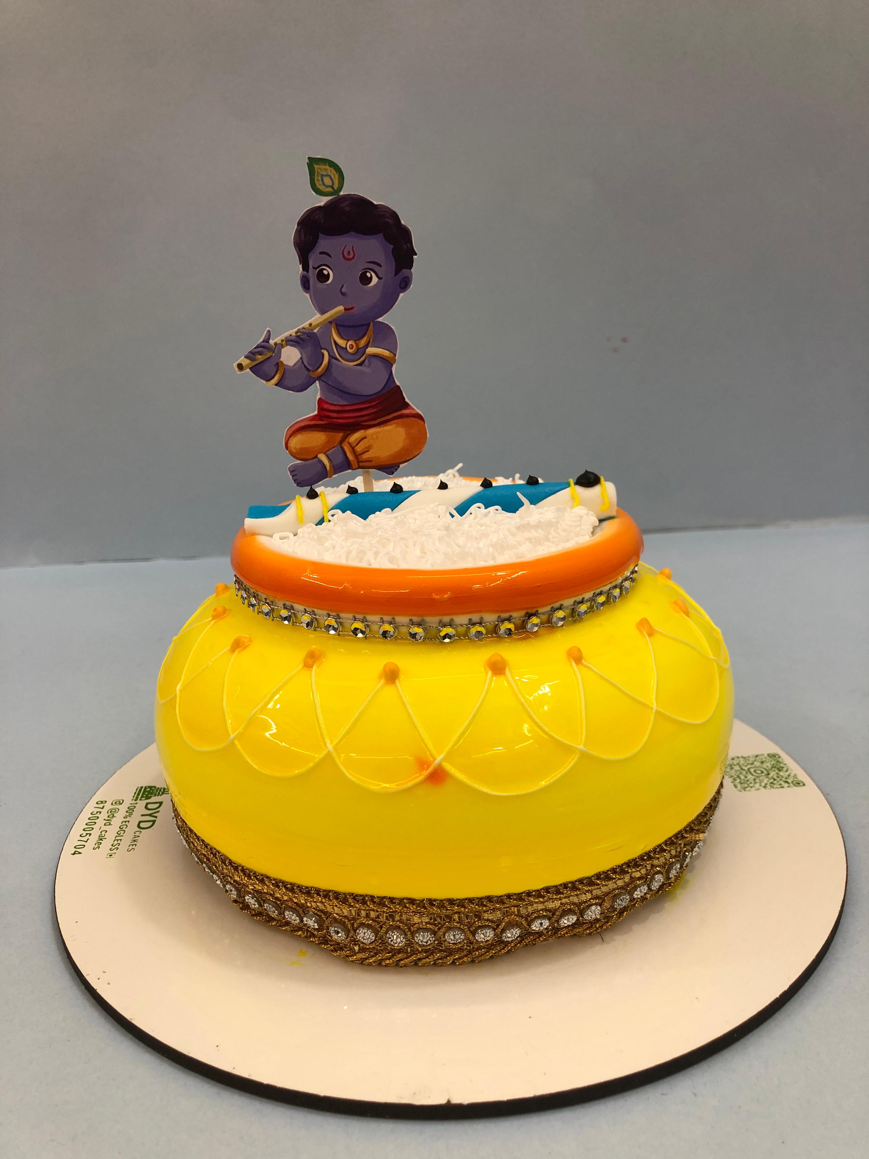 Janmashtami Krishna Yellow Matki Cake 2