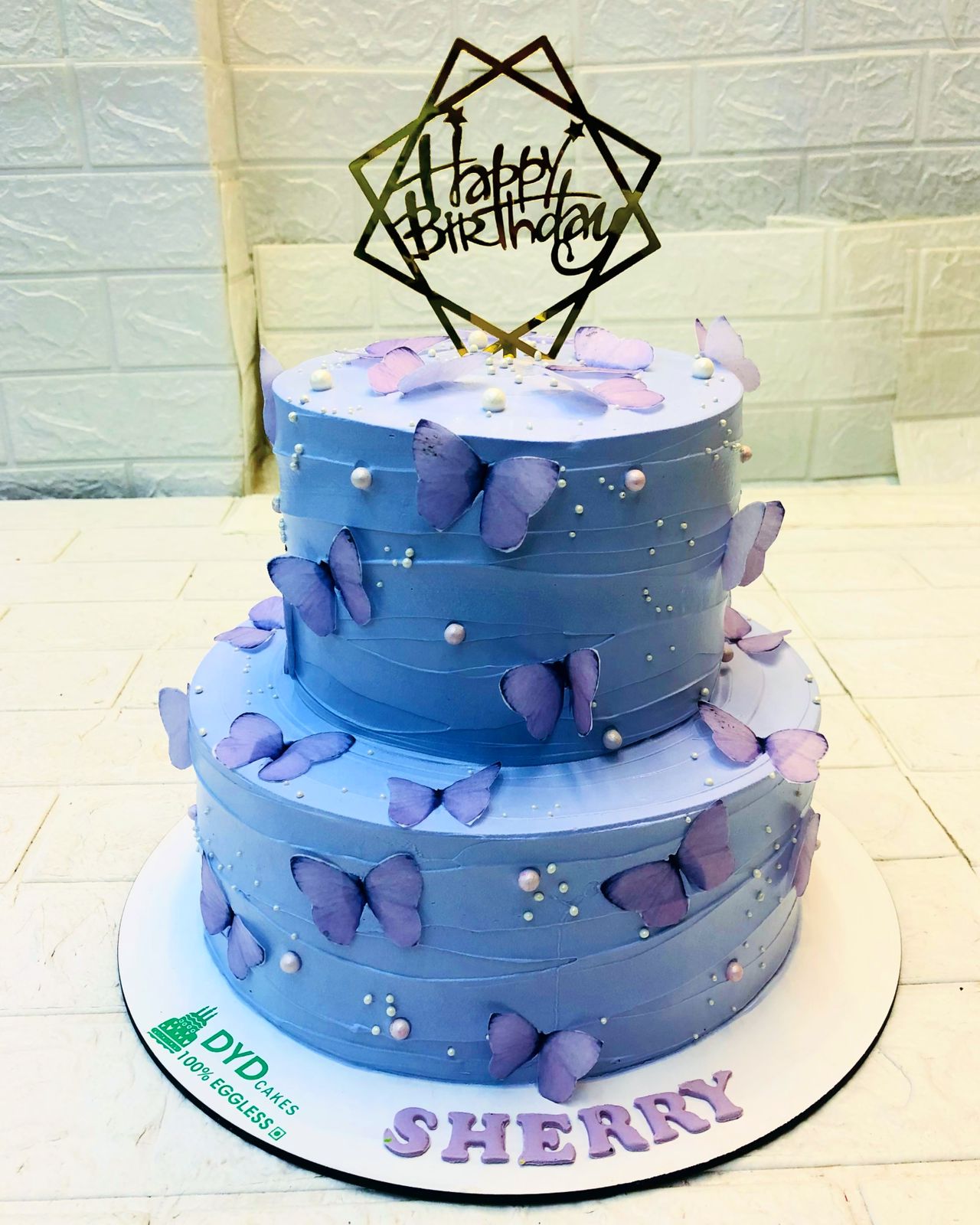 Blue Butterfly Aesthetic Cake