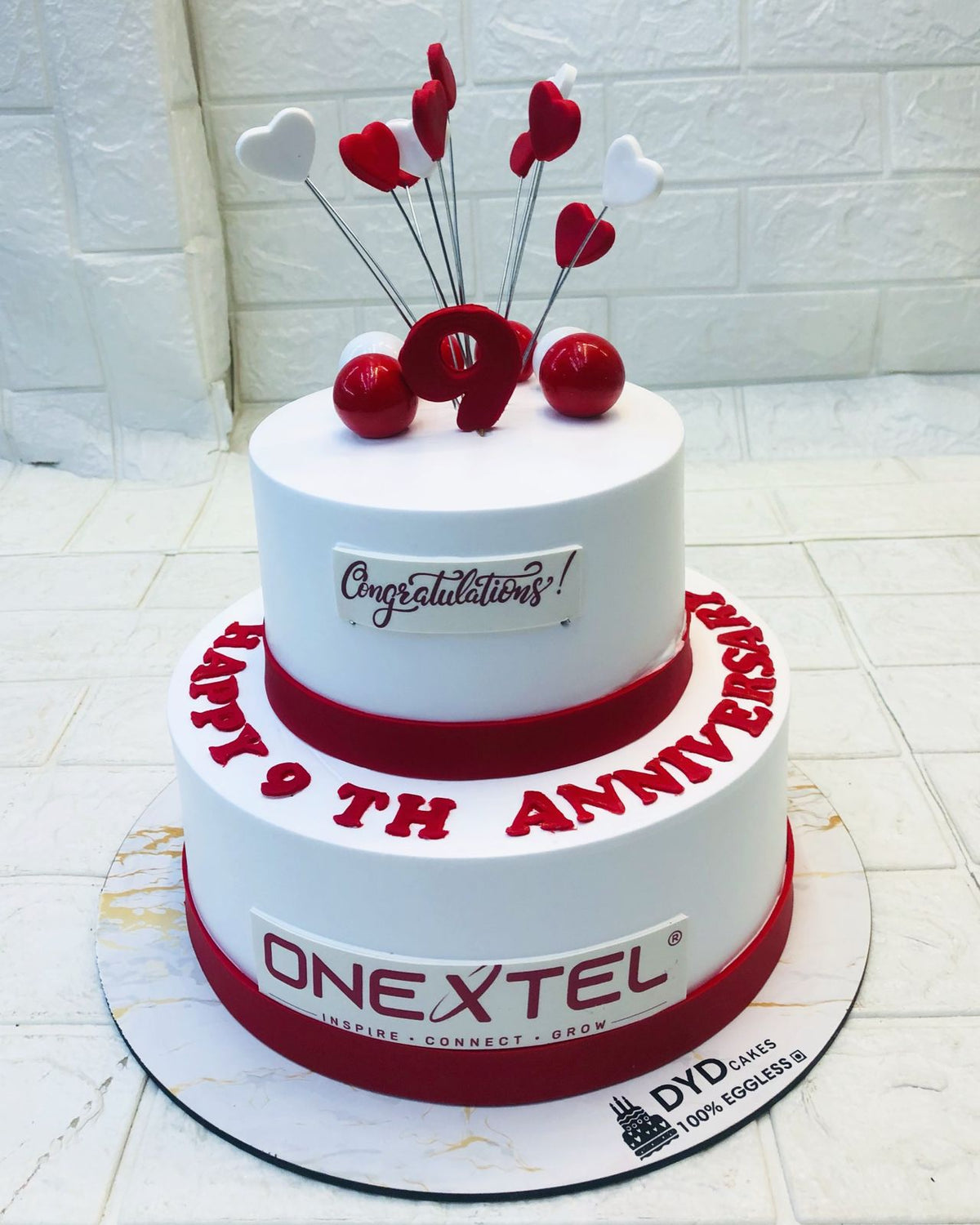 Company's Anniversary Red Floral Cake