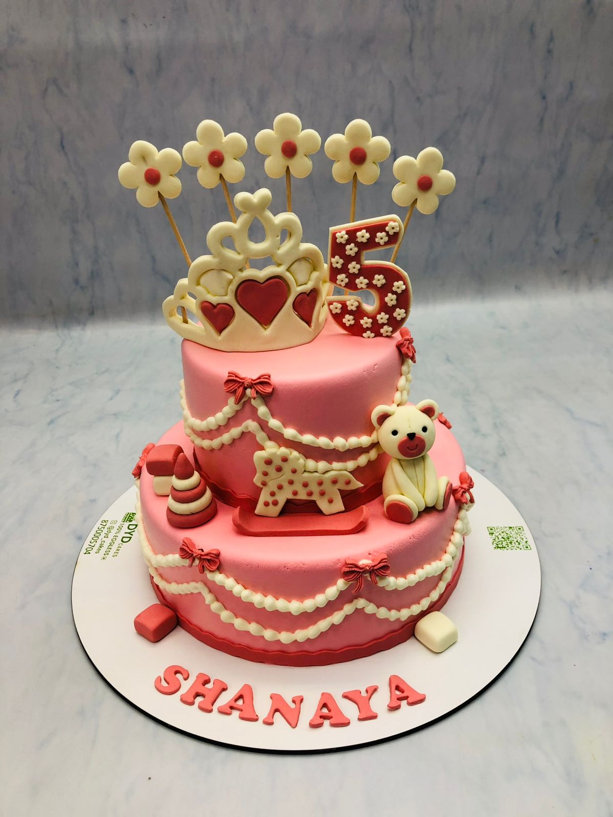 Cute Teddy red Birthday Cake