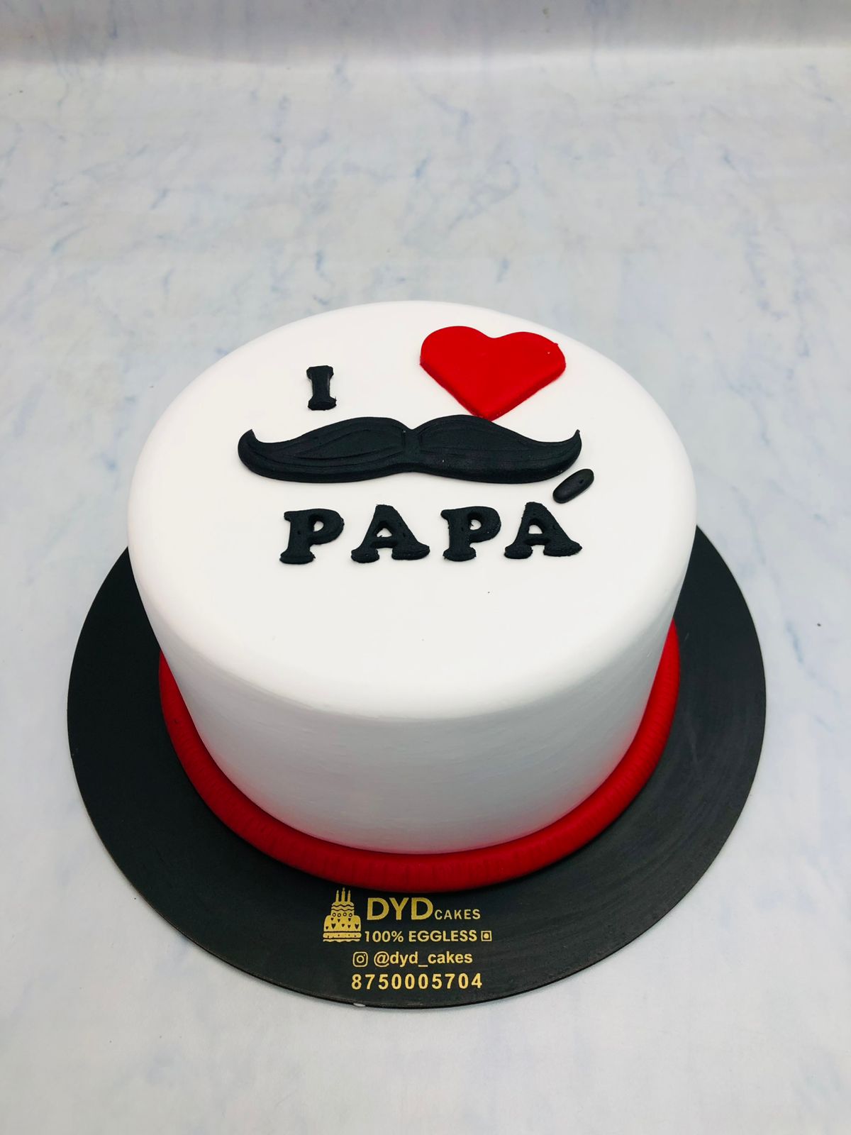 Red Moustache White Cake