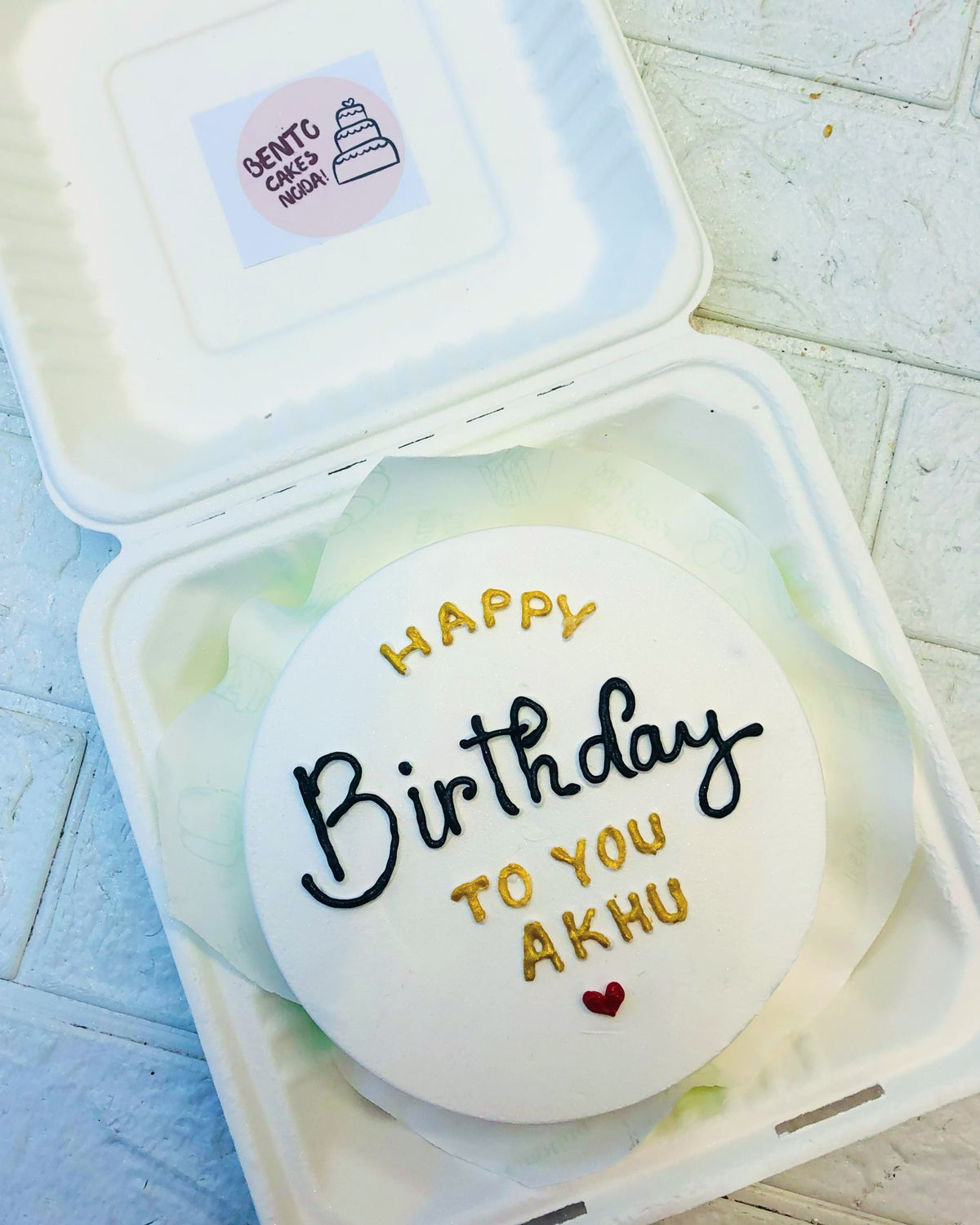White Birthday Bento Cake 2 – Bento Cakes Noida