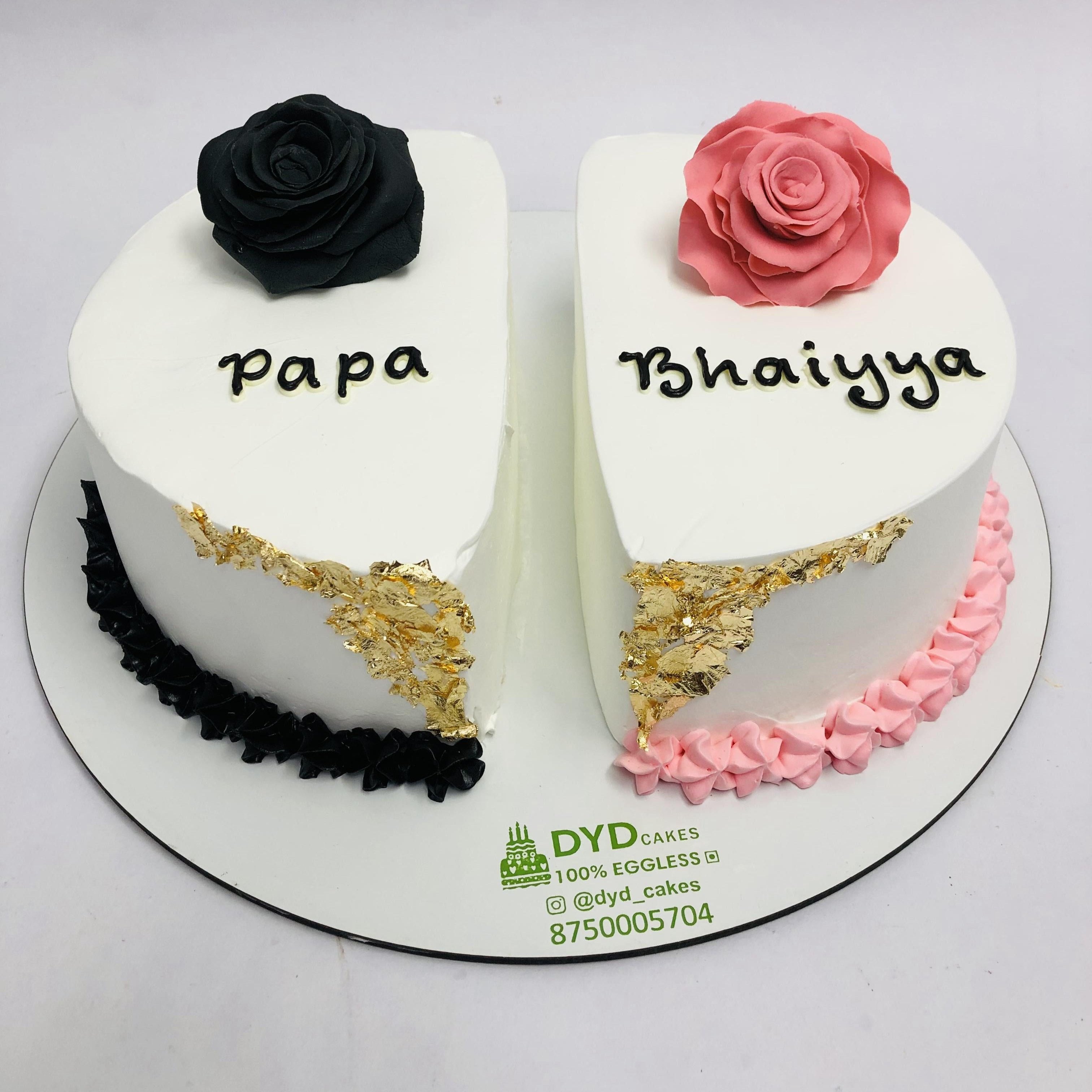 Paternal Theme Black Pink Floral Cake